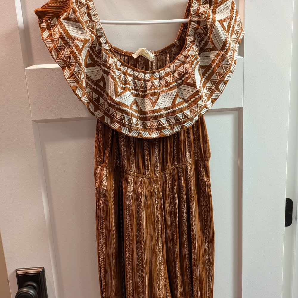 Savanna Jane Cream and Brown Jumpsuit with Elegant Design
